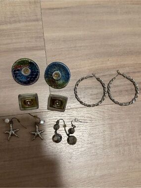 Assorted Women's Earring Set — Blue, Green, Silver Accents